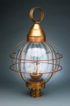 Northeast Lantern 2863-VG-MED-OPT - Caged Round Post Verdi Gris Medium Base Socket Optic Glass