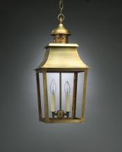 Northeast Lantern 5542-AC-LT2-CSG - Pagoda Hanging Antique Copper 2 Candelabra Sockets Clear Seedy Glass