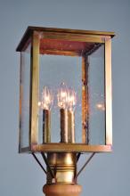 Northeast Lantern 8983-AB-LT3-CSG - Post Antique Brass 3 Candelabra Sockets Clear Seedy Glass